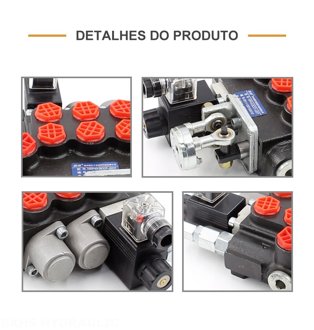 P40 Solenoide e Joystick 3 carretéis Válvula direcional monobloco